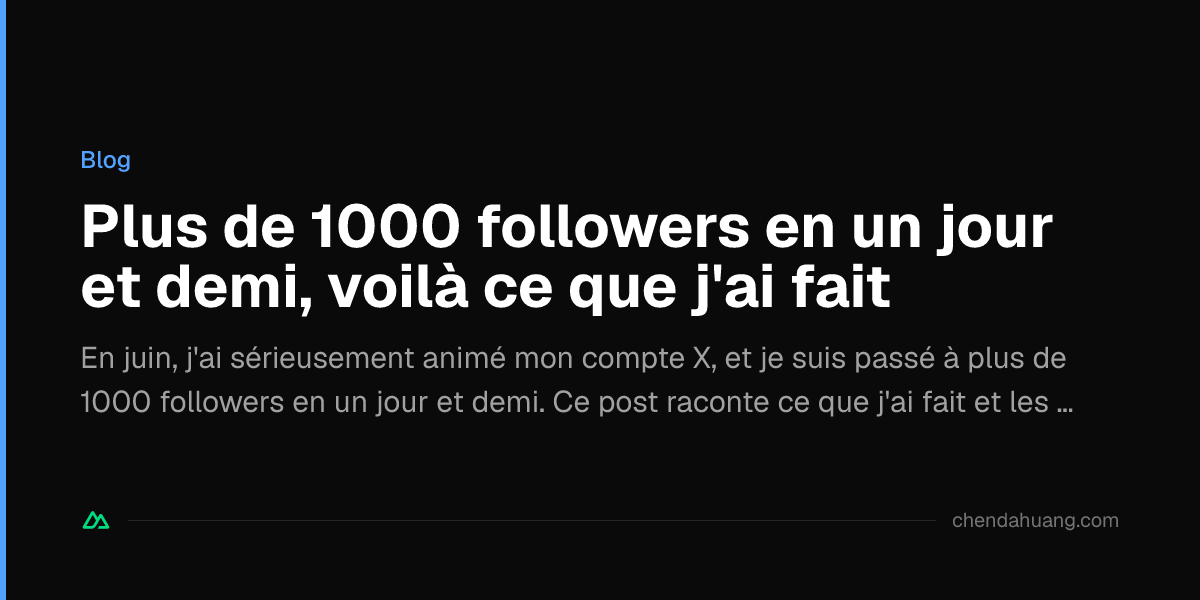 Plus de 1000 followers en un jour et demi, voilà ce que j'ai fait