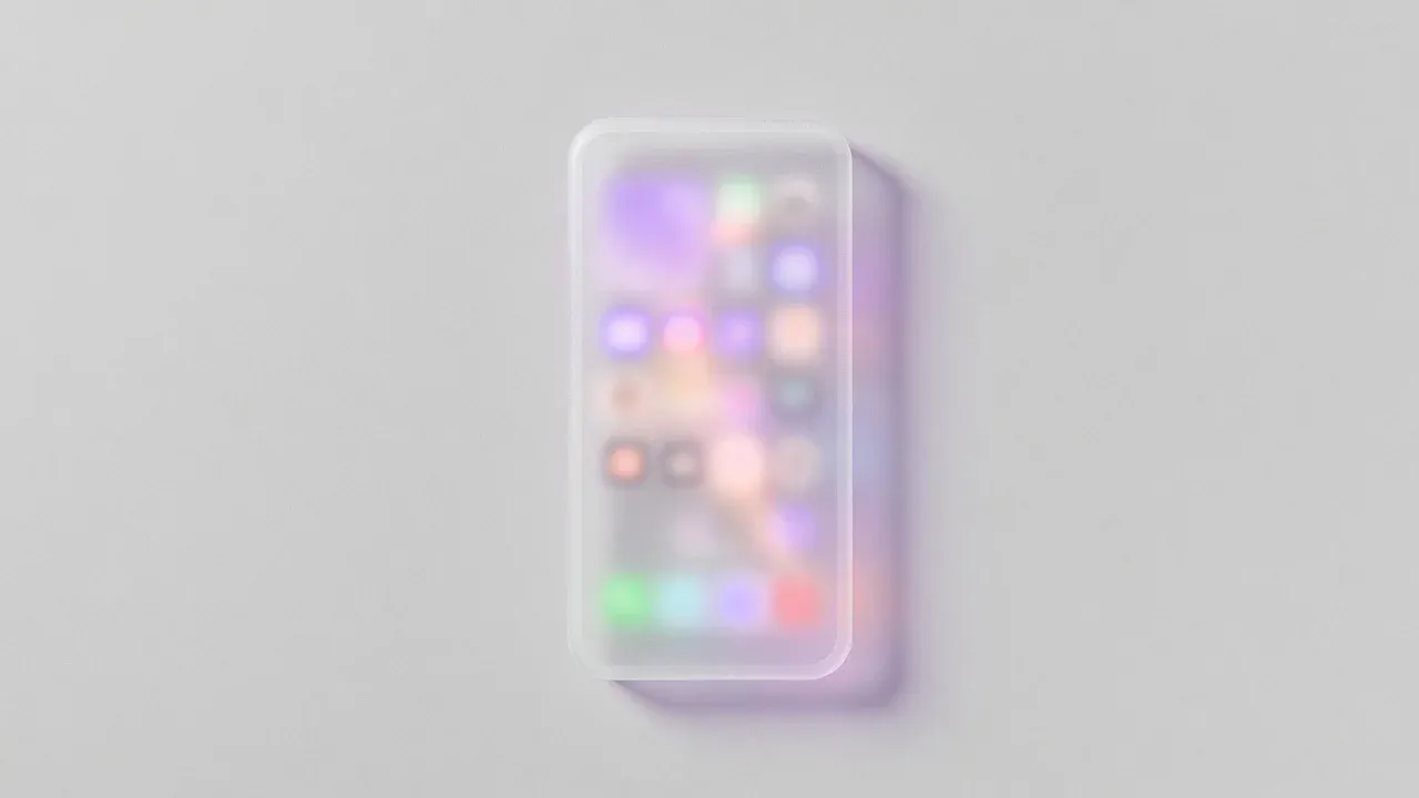 编辑插图：磨砂玻璃手机轮廓内柔和的光晕，暗示端侧智能