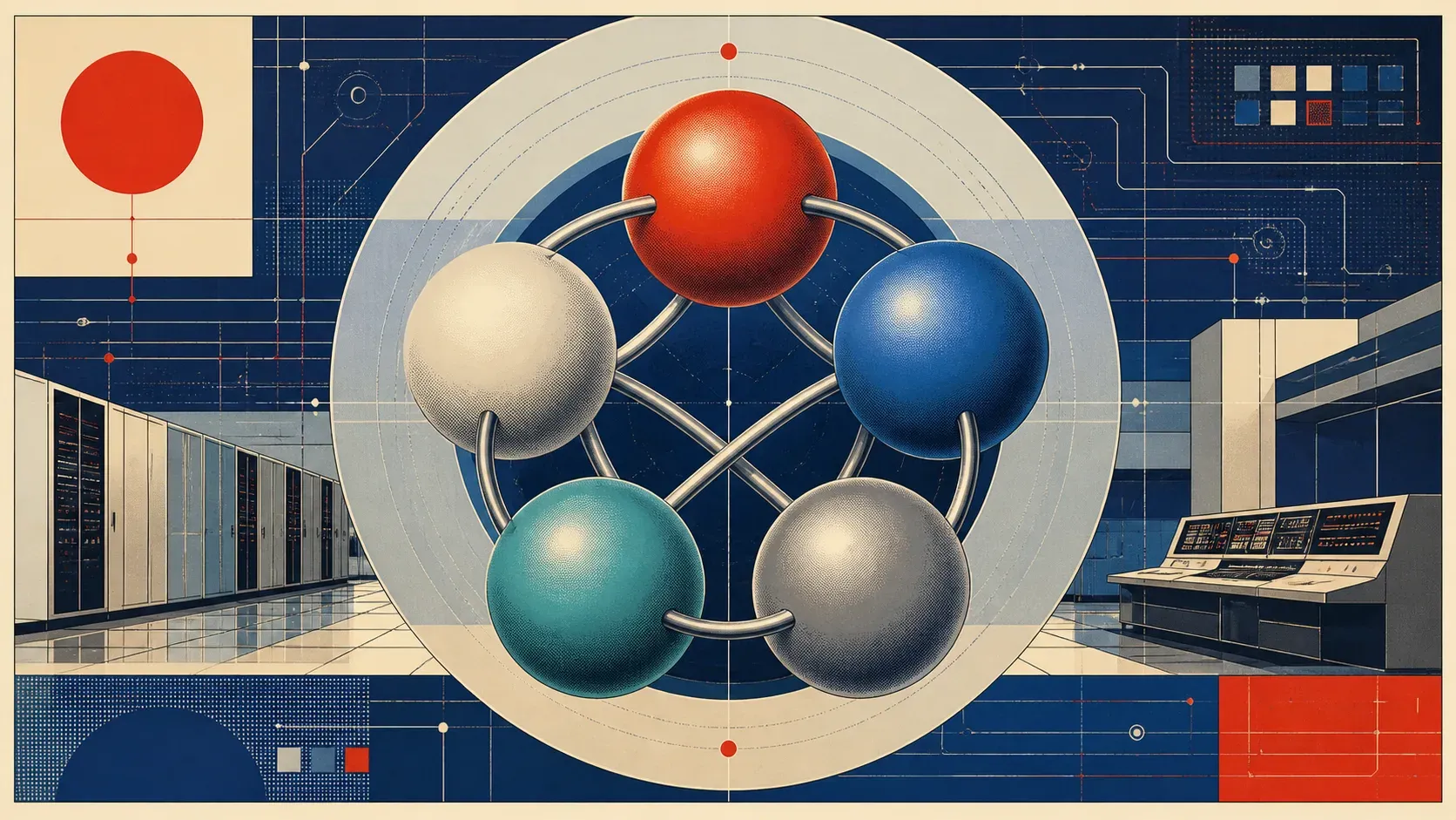 1980 年代日本超算项目海报风插画